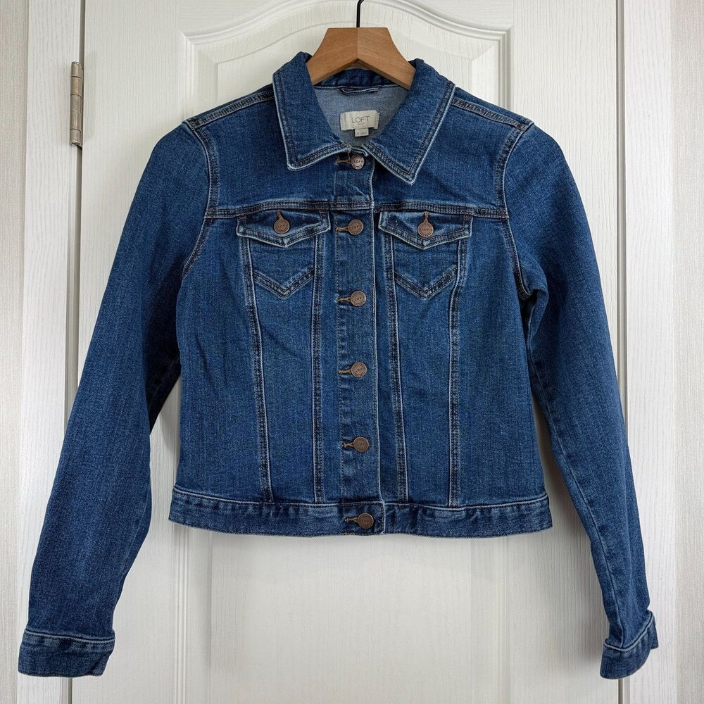LOFT Outlet Women's Blue Jean Denim Trucker Jacket Size XS